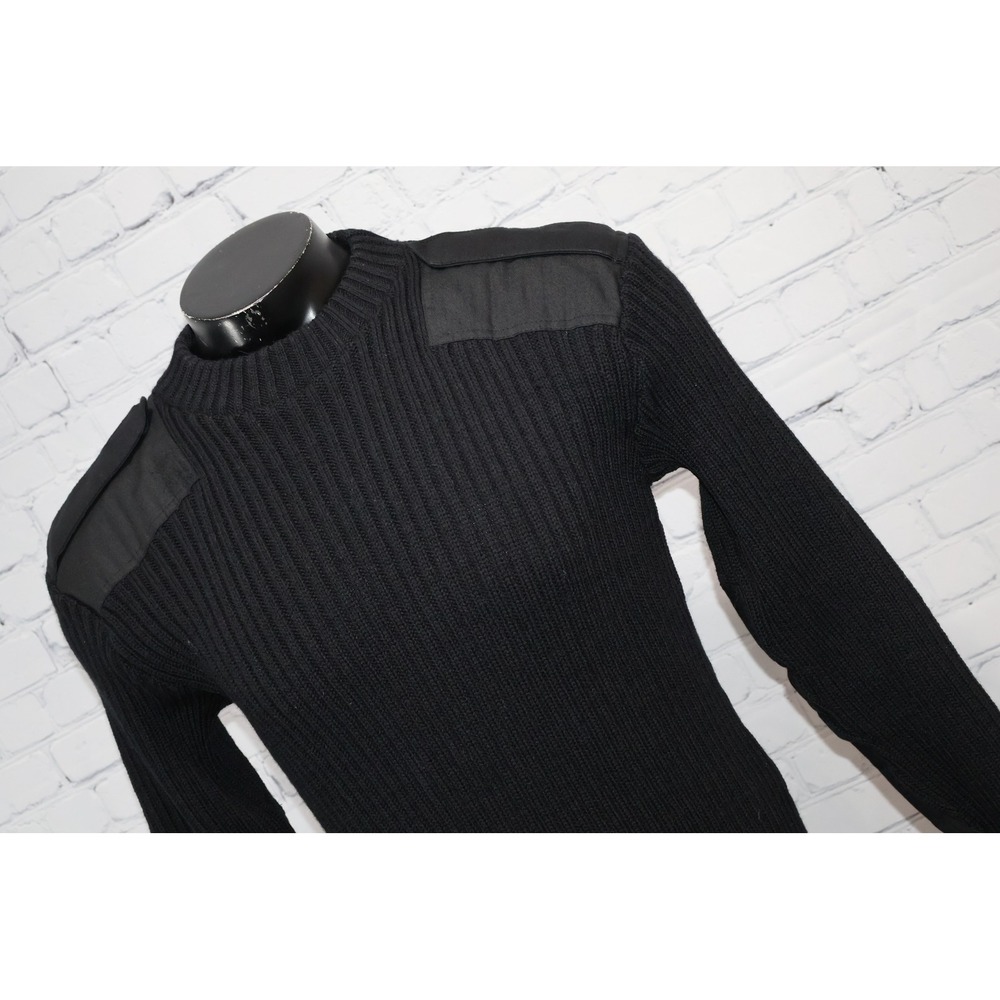 Blauer Commando Sweater Mens Large Wool Ribbed Knit Military Tactical Epaulets